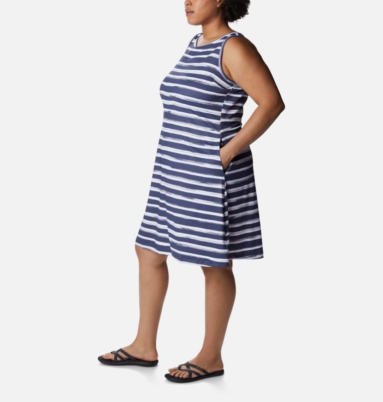 Women's Columbia Chill River Printed Dress Stripe | Plus Size CA-J341L